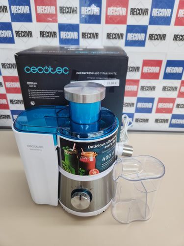 Licuadora Orbital Cecotec Juice&Fresh 400 Titan White con motor de 400 W, 20 000 rpm, 2 velocidades, disco de titanio, sistema antigoteo y jarra de 350 ml